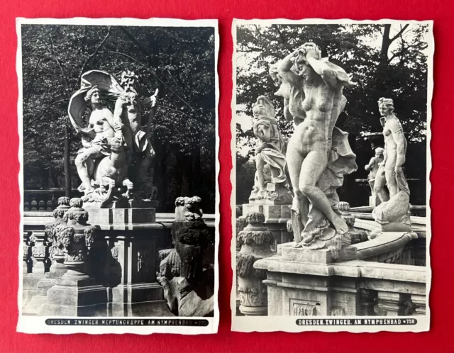 2 x Foto AK DRESDEN 1941 Zwinger Neptungruppe und Nymphenbad ( 110092