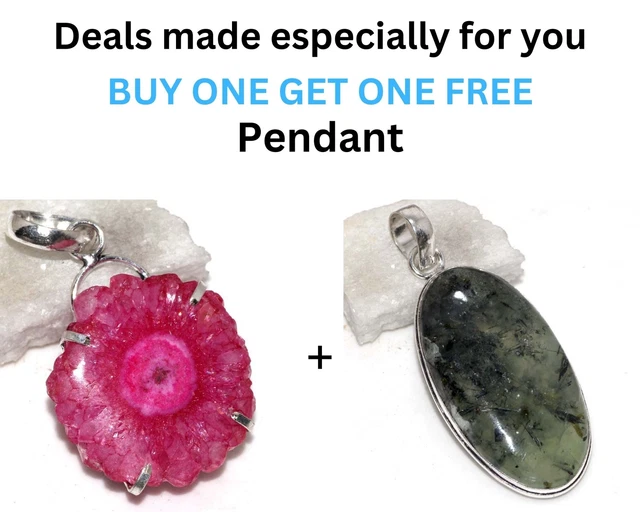 Solar Quartz, Moss Prehnite Fresh Stock Deals Pendant Combo Set 2-2.5" GW