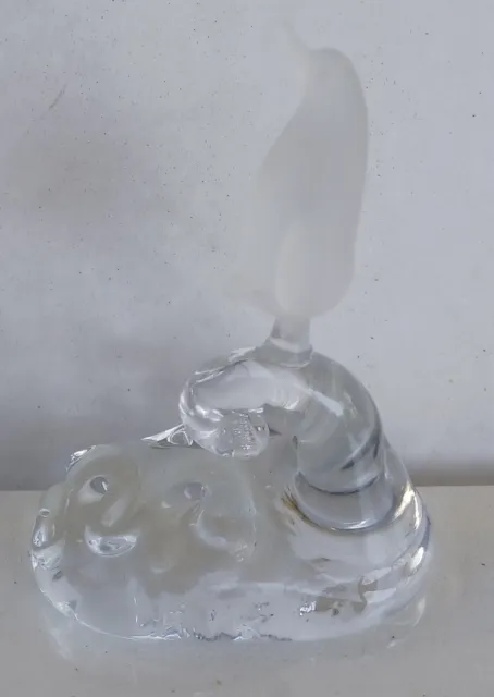 Vintage Glass Penguin on Wave Figurine Surfing 3"