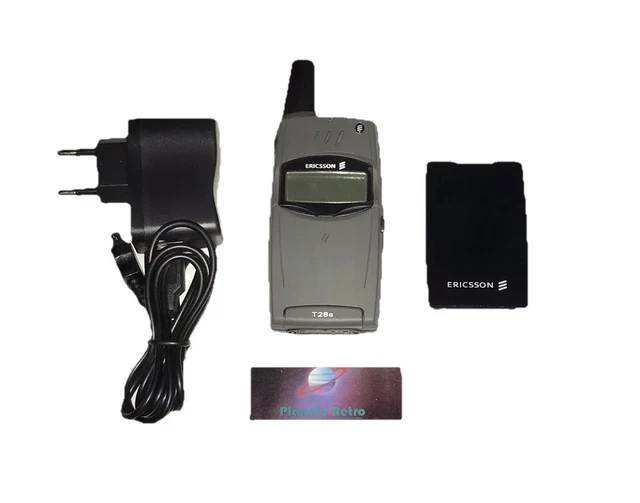 Téléphone Portable Vintage Sony Ericsson T28s - Affichage 'Réseau Hors Service' - Collection - Occasion Avec Marques D'usure - Mémoire 1 Mo