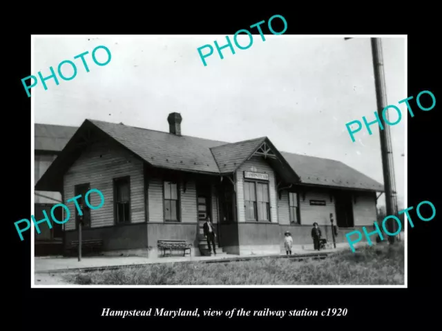 OLD LARGE HISTORIC PHOTO OF HAMPSTEAD MARYLAND THE RAILWAY STATION c1920