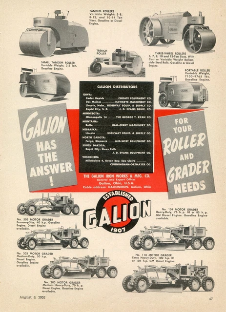 1953 Galion Roller And Motor Grader Ad The Galion Iron Works Galion Ohio