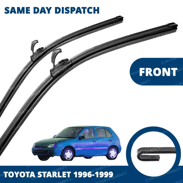 Front Windscreen 20" 18" Flat Aero Wiper Blades Pair for Toyota Starlet 96-99