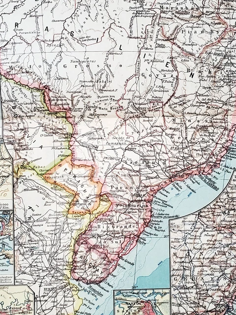 1930 Brazil Map Rio de Janeiro Amazon Paraguay Uruguay Bolivia Venezuela