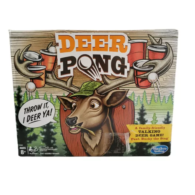 Deer Pong Game by Hasbro Gaming New Damaged Box Contents in Sealed Bags
