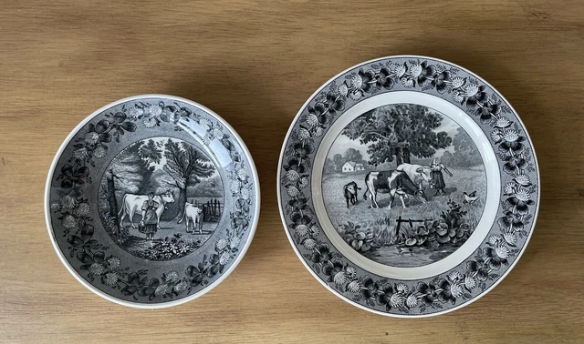 2x Plato Villeroy & Boch Dresden Decoración 6326 Granja Vida Vacas Campesina