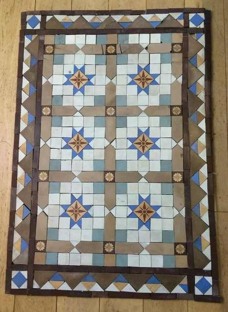 Reclaimed Antique Victorian Encaustic Vitrified Floor tile - one white square