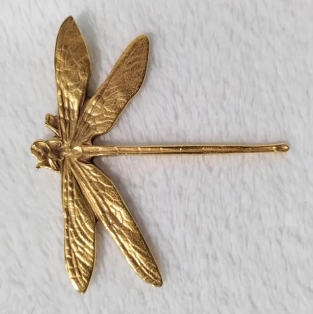 Stamped MMA museum metropolitan art French Gold Tone Dragonfly Pin / Brooch