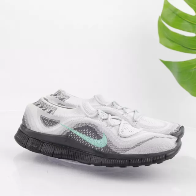 Nike Free Flyknit Running Shoe Women's Size 9.5 Gray Black Green Knit Sneaker