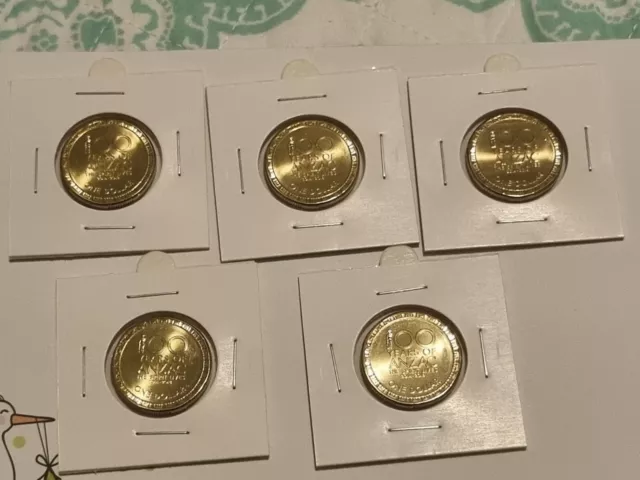 2014-2018 100 years ANZAC Set ~ 5 x $1 Dollar UNC Coins From Mint Rolls In 2x2s