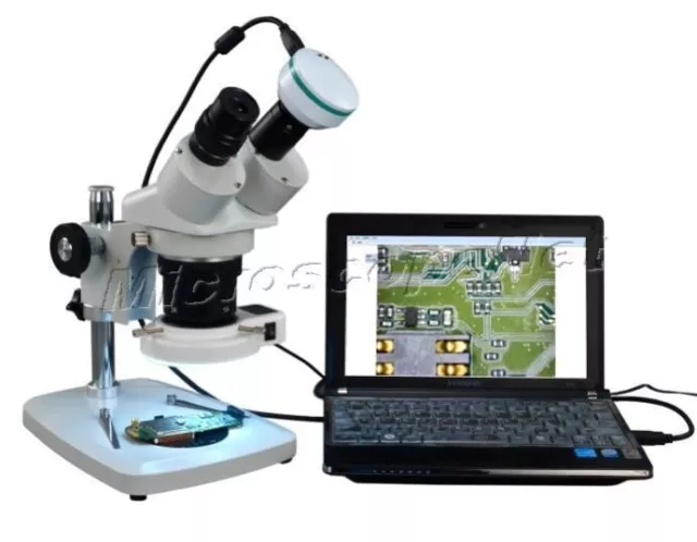 Student 5X-60X Low Power Stereo Microscope+54 LED Light with 2MP USB Camera