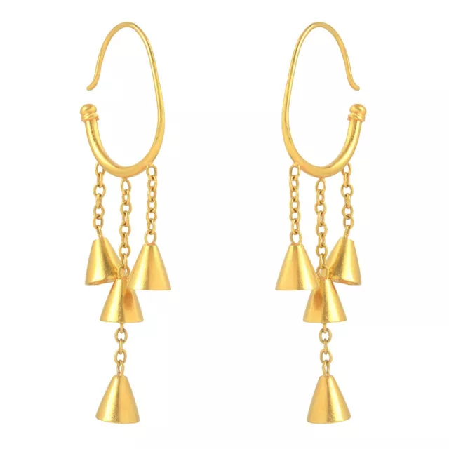 Solid 18K Yellow Gold Texture Earrings Anniversary Fine Wedding Handmade Jewelry