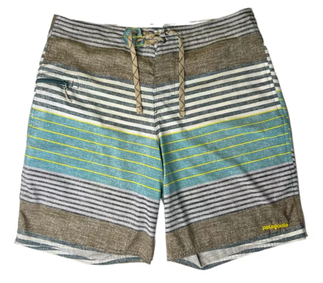 Men's Patagonia Printed Striped Stretch Planing Board Shorts Size 34