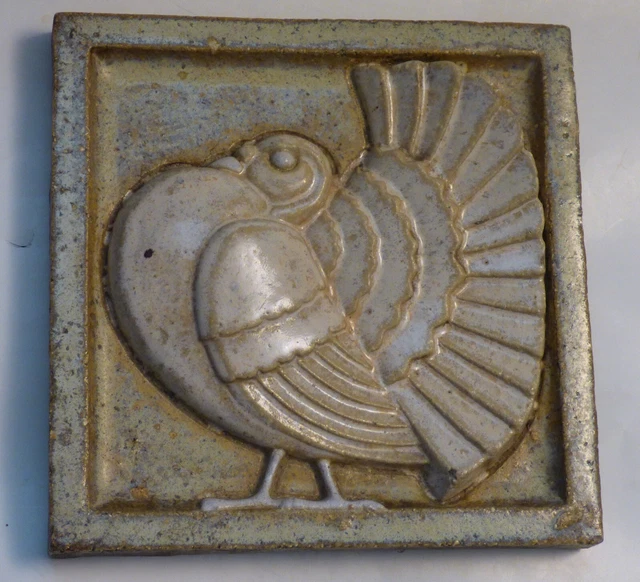 ° Most Rarest Art Nouveau Deco Tile french DESVRES Peacock Dove Facade Tile 2