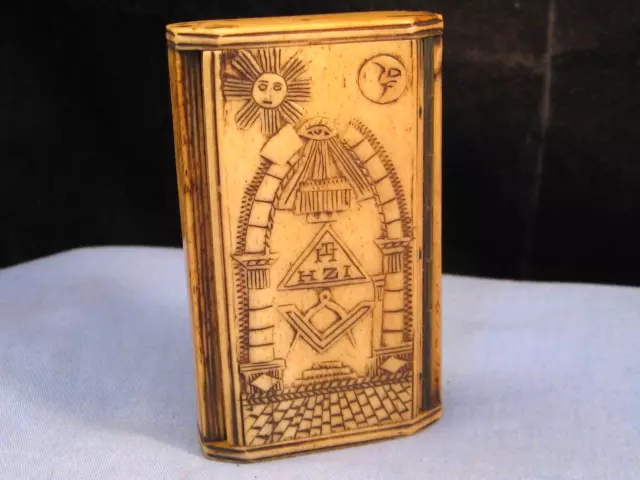 Rare Georgian Masonic Antique Pow Snuff Tobacco Box Royal Arch Eye Dividers Hzi