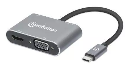 Manhattan USB-C Dock/Hub Ports (x4): HDMI USB-A USB-C and VGA With Power Deliver