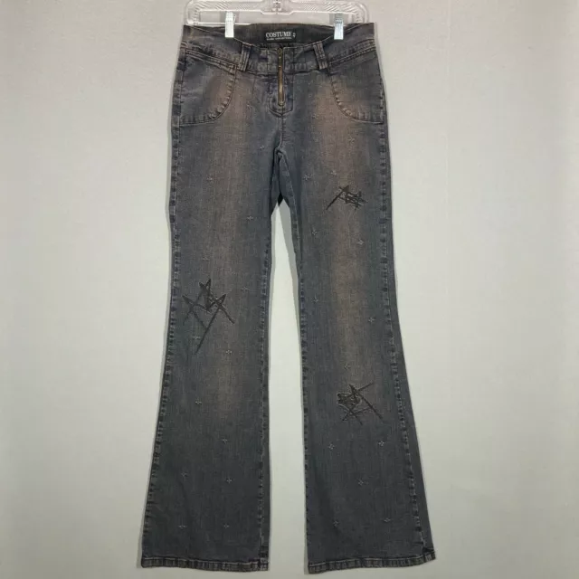 Y2K VINTAGE FLARE Jeans Low Rise 90s 2000s 31" Waist Bareback Zip