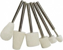 Value Collection 6 Piece, 1/8" Shank Diam, Wool Felt Bob Set Medium Density, ...