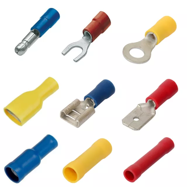 Insulated Crimp Terminals Butt Spade Ring Fork Bullet Electrical Wire Connectors