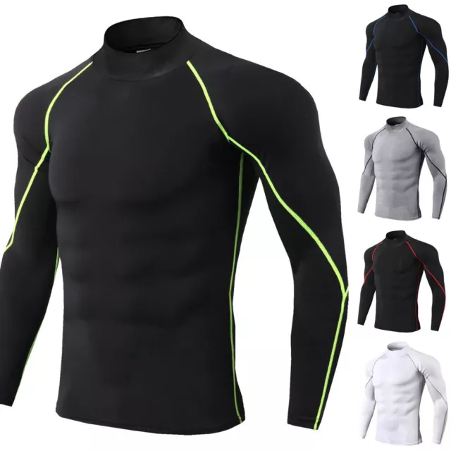 Mens Compression Armour Base Layer Top Long Sleeve Gym Sports Fitness Shirts 46