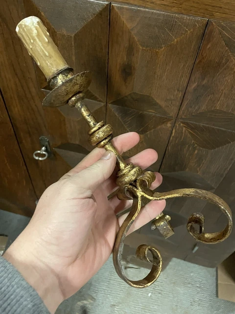 Lampe Sur Pied En Fer Forgé Biscottini – Fait Main – Finition Blanc Antique L4