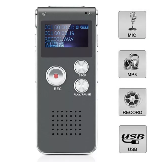 Voice Activated Recorder 8GB Mini Spy Digital Sound Audio Dictaphone MP3 Player