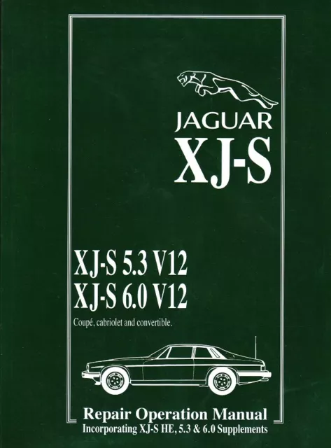 1975-1996 Jaguar XJS 5.3 6.0 V12 Coupe Cabriolet Convertible Service Manual 85WH