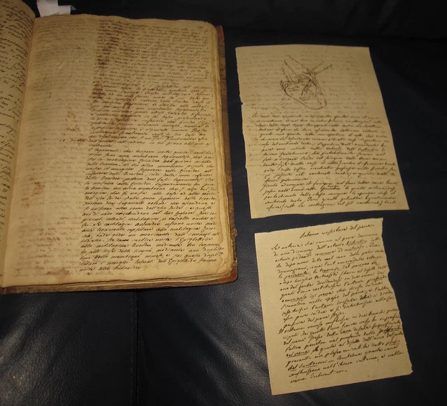 1814 Manoscritto di  Anatomia  in italiano Ticini Medicina Disegni cm 27 Pag 390