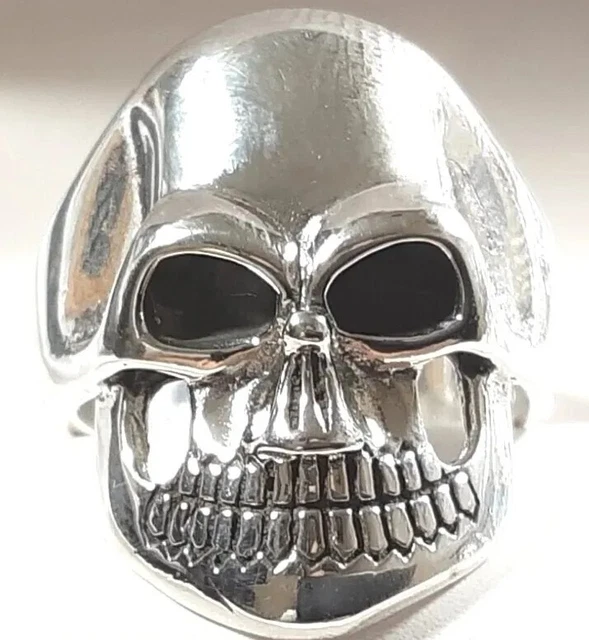 925 STERLING SILVER HEAVY BIKER STYLE SKULL SIZE 5.75 RING 10.3g
