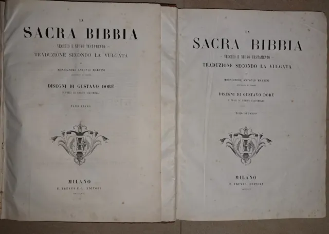 Raro 1869 Figurato Folio Dorè Giacomelli Sacra Bibbia Treves Milano