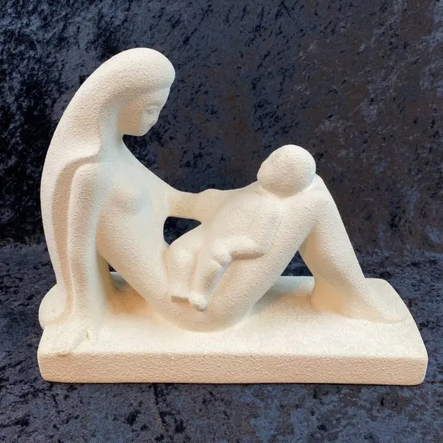 ROYAL HAEGER Child Mother Art Deco Retro Mid Century Modern Pottery Statue Ivory
