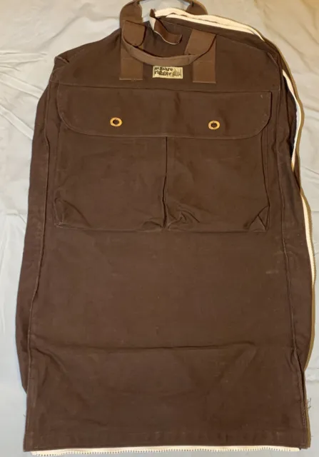 Vintage Square Rigger Land's End Garment Carrier / Zip Up Bag 36" Brown Canvas