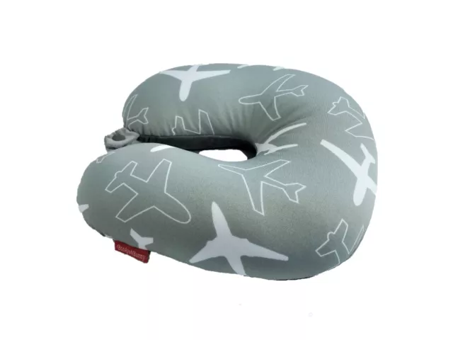 New Print U Shape Micro Bead Travel Pillow Neck Support Cushion Airplane Gray 7