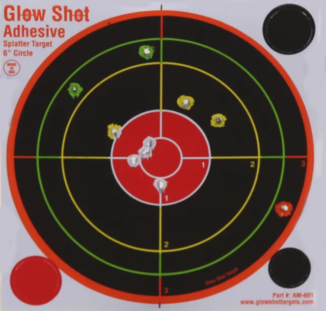 GlowShot 6" Adhesive Reactive Splatter Shooting Targets 50 Pack, Multi Colour