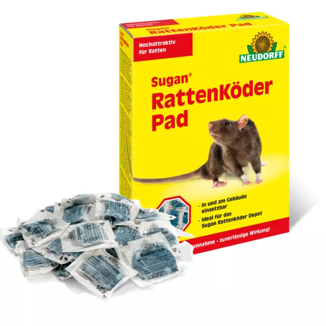 2 x 500 g  Neudorff  Sugan RattenKöder Pad Köderbeutel  Rattengift Mäusegift