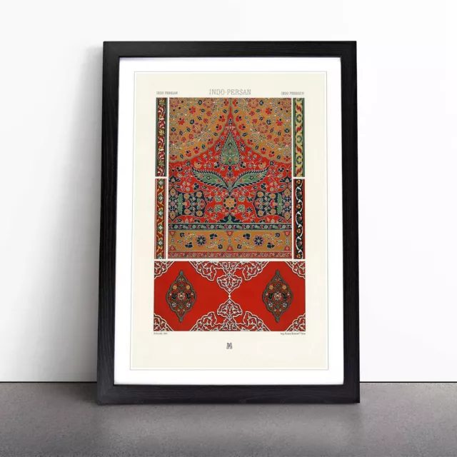 Floral Indo-Persian Pattern Flowers Albert Racinet Wall Art Print Framed Picture