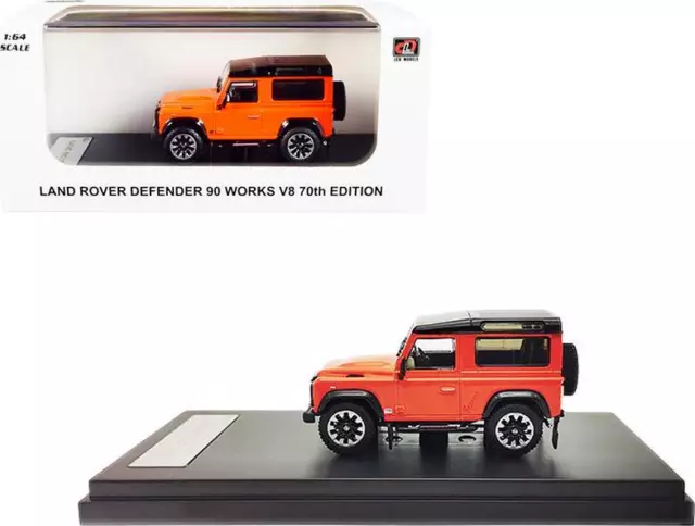 Land Rover Defender 90 Works V8 Bright Orange with Black Top 70th Edition 1/64