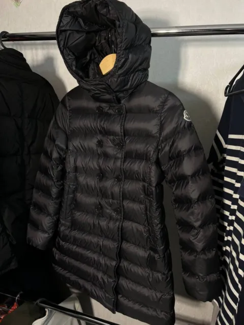 Moncler Saran Parka long Puffer Jacket Down Black size 0 XS Quilted