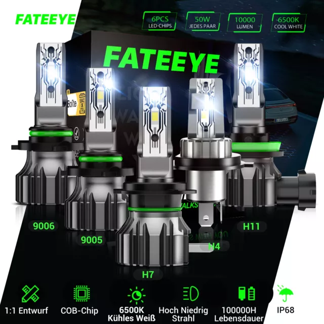 FATEEYE H1 H3 H4 H7 H11 50W LED Scheinwerfer 1:1 Halogen Weiß Fern Abblendlicht