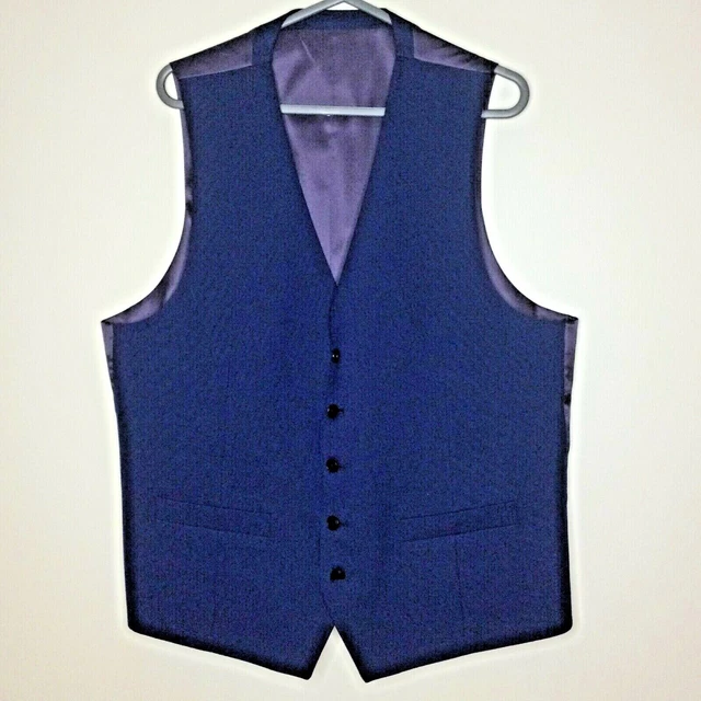 Moss Esq Waistcoat Mens Blue 44 inch  Chest Business Wedding Casual