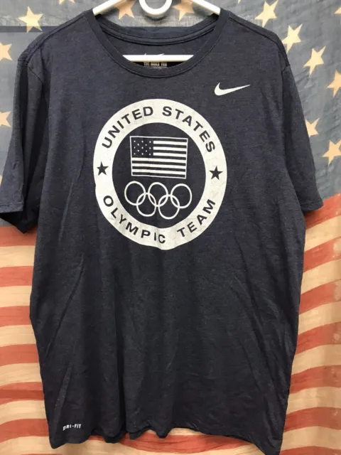 NIKE YOGA TEE Team USA Olympic Team T-Shirt Red DriFit Men Size M 