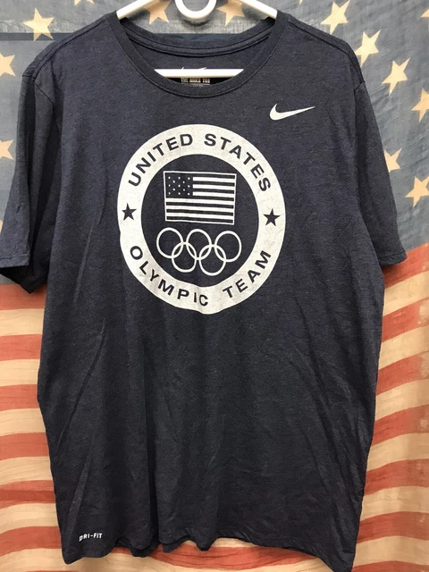 NIKE YOGA TEE Team USA Olympic Team T-Shirt Red DriFit Men Size M 