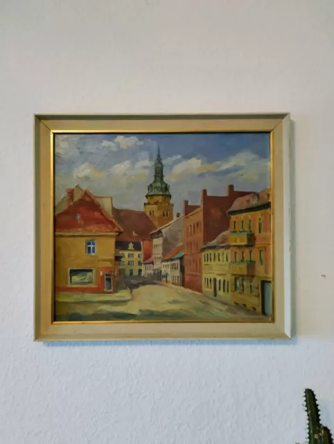 Katharinenkirche Kirchgasse Brandenburg Havel Ölgemälde, 60 x 52 cm signiert