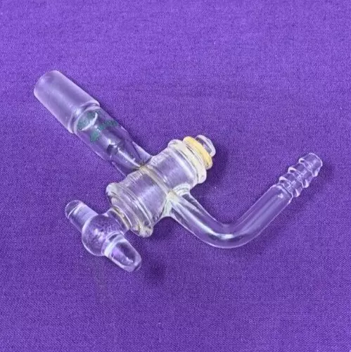 Chemglass Glass 14/20 Angled Flow Control Adapter PTFE Stopcock w/ 2mm Bore, 90°