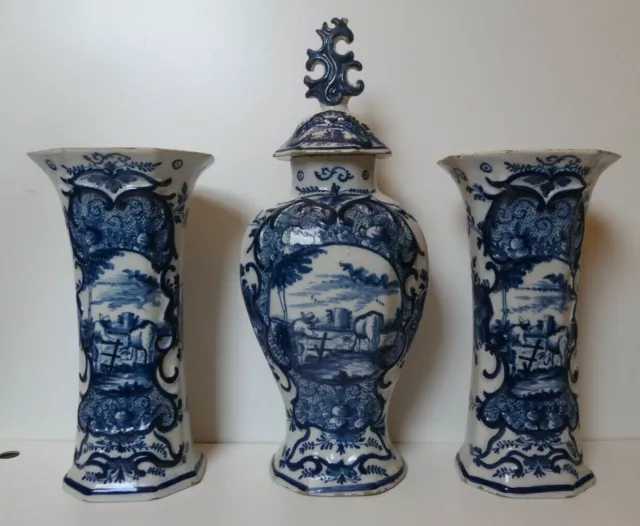 Antique Delftware Delft Holland 18Th Century Vases Set Pottery Griekse A Greek