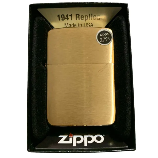 Zippo Brushed Brass 1941 Replica Windproof Pocket Lighter NIB 1941B