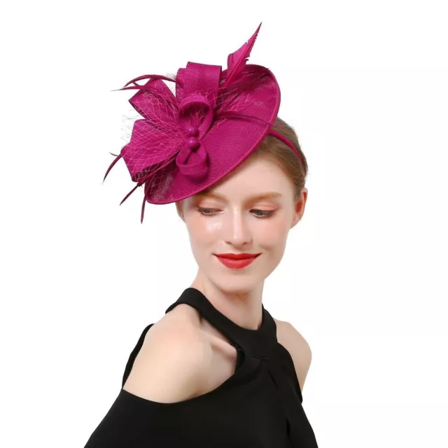 New Flower Feather Fascinator Hat Mesh Hair Band Evening Party Tea Party 3