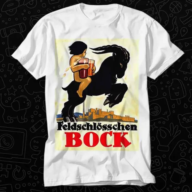 1910 Feldschlösschen Bock Brewery Beer Advertising T Shirt 501