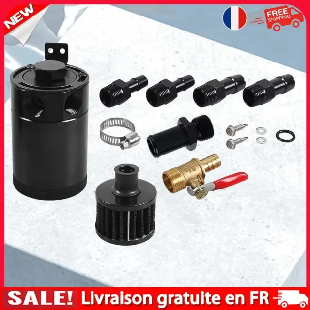 Universal Car Baffled Collection Tank 2 Port Breather Separator (Valve+Filter)