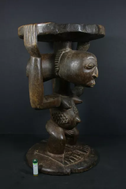African Stool, Tabouret with Female Figure - LUBA, HEMBA - D.R. Congo TRIBAL ART